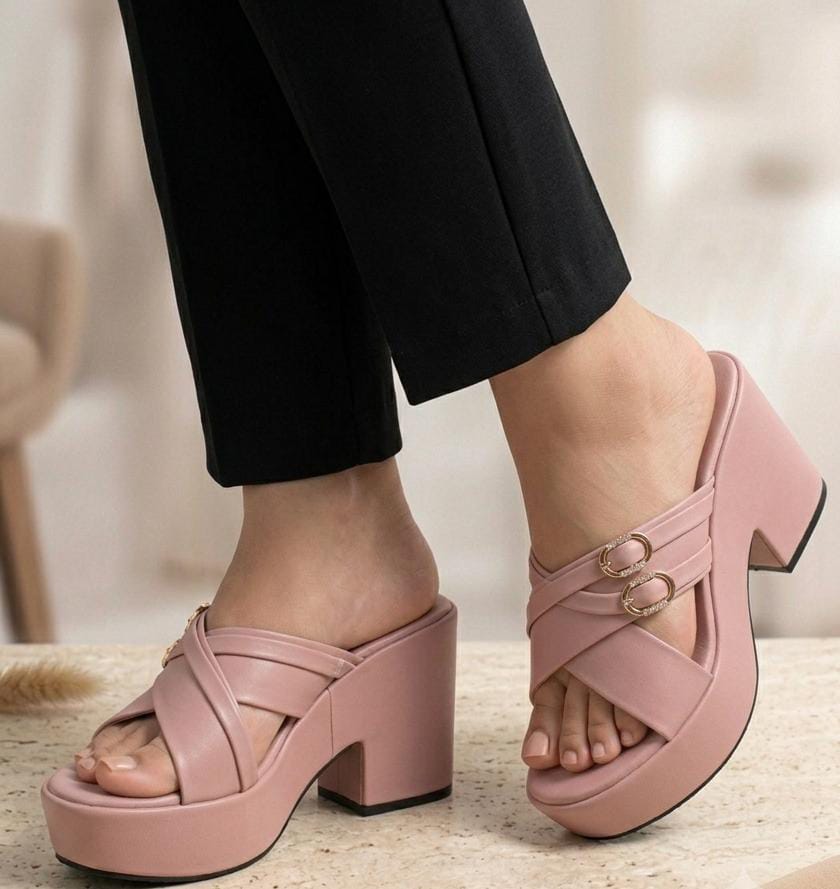 Urban ease criss cross embellished block mules 3087