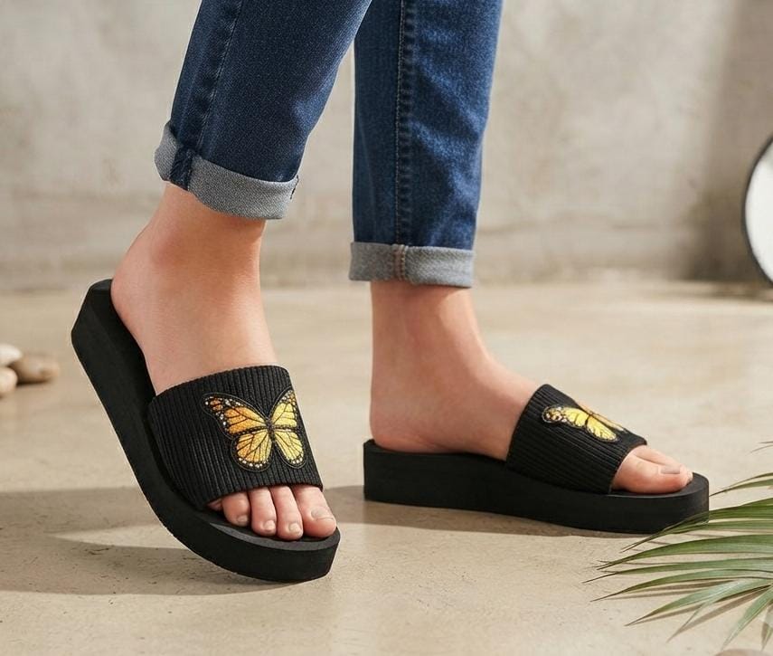 Casual flipflop with butterfly design 1 inch flat slipper 3078