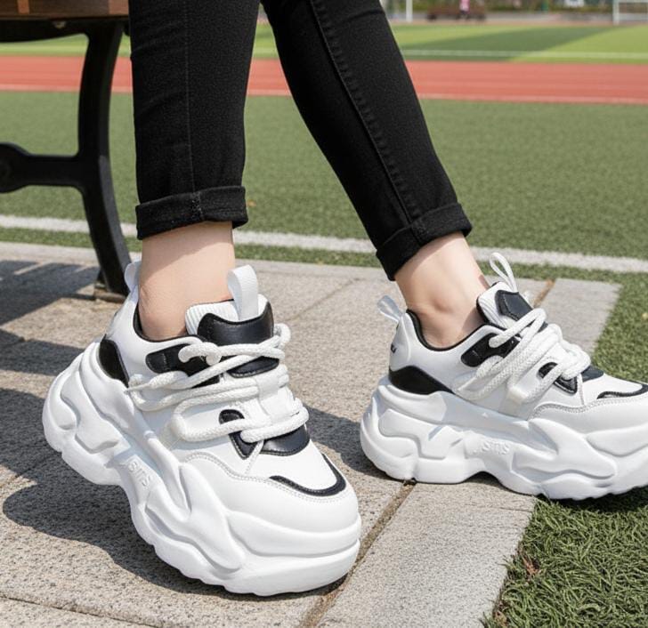 Chunky high wedge stylish 3 inches shoes for Ladies