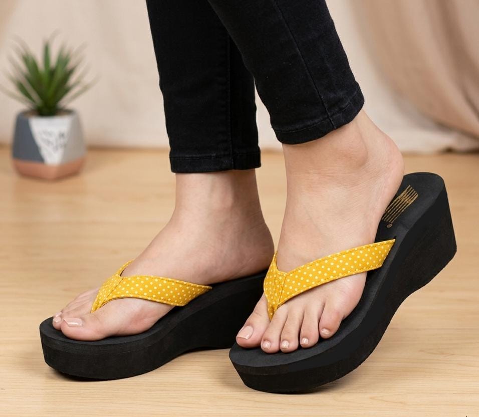 Retro polka dot printed wedge flipflops 3076