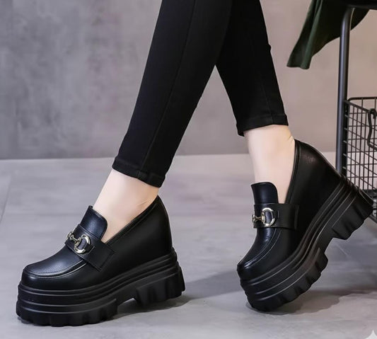 10cm high round toe thick sole party shoes 3021