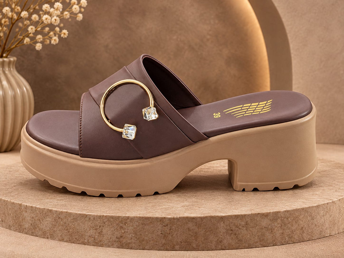 Elegant crystal loops platform wedge slides 3102