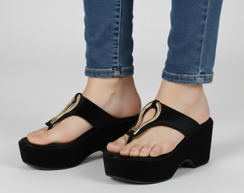 Elegant platform thick sole fancy wedges 3027