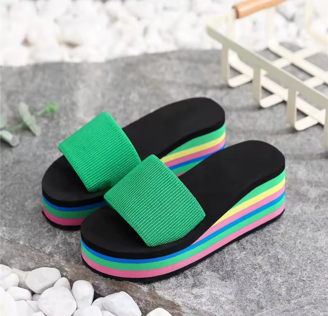 multi color sole beach slipper flip-flop 2.5 inches slippers 2451 KHI-AD