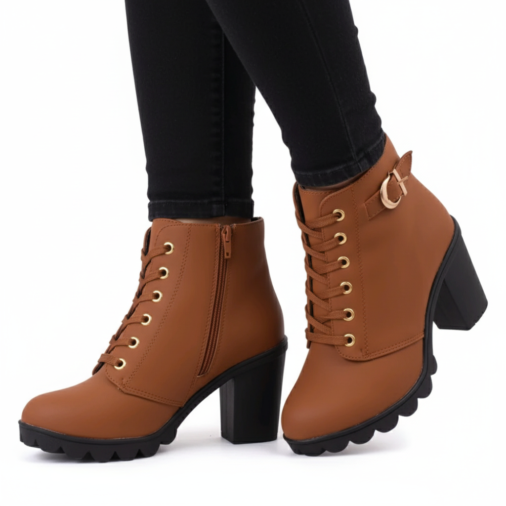Square heel boots for women 3 inches shoes
