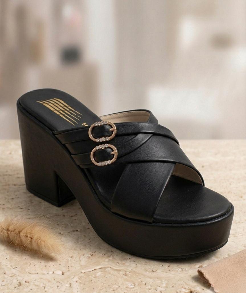 Urban ease criss cross embellished block mules 3087