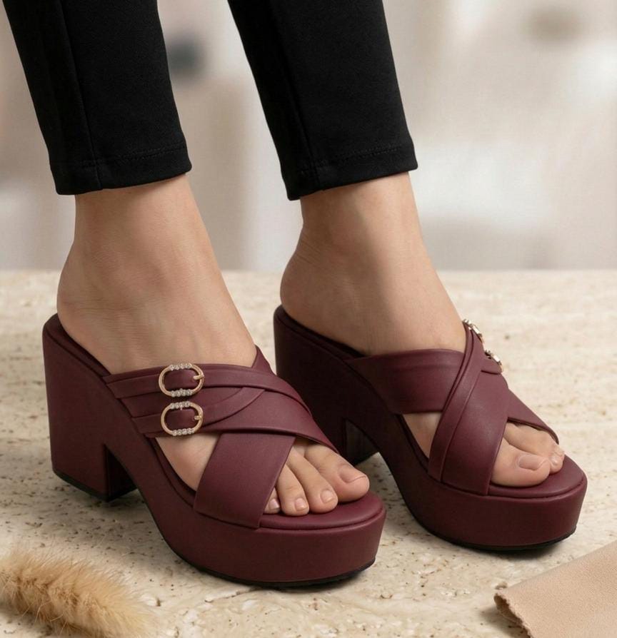 Urban ease criss cross embellished block mules 3087