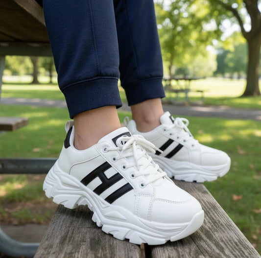 Platform lace up sneakers casual 2.5 inches shoes