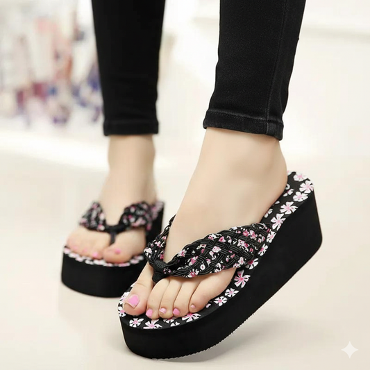 Casual floral printed flipflops 2.5 inches slipper 2818 KHI-AD