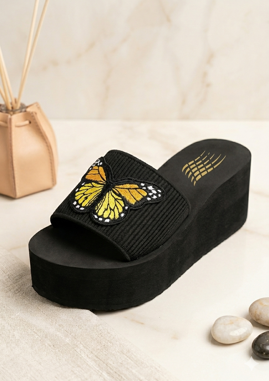 Casual flipflop with butterfly design 2.75 inches high slipper 3052