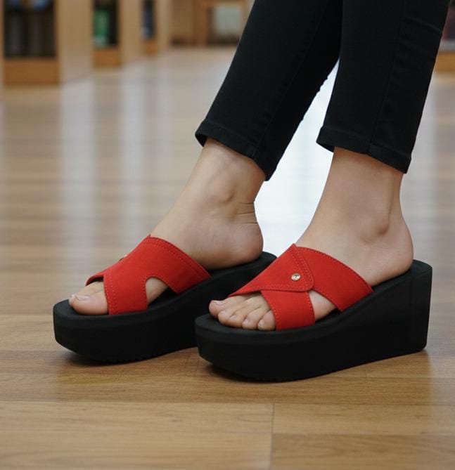 Thick sole casual suede upper flipflop 3 inches high slipper 3033 KHI-AD