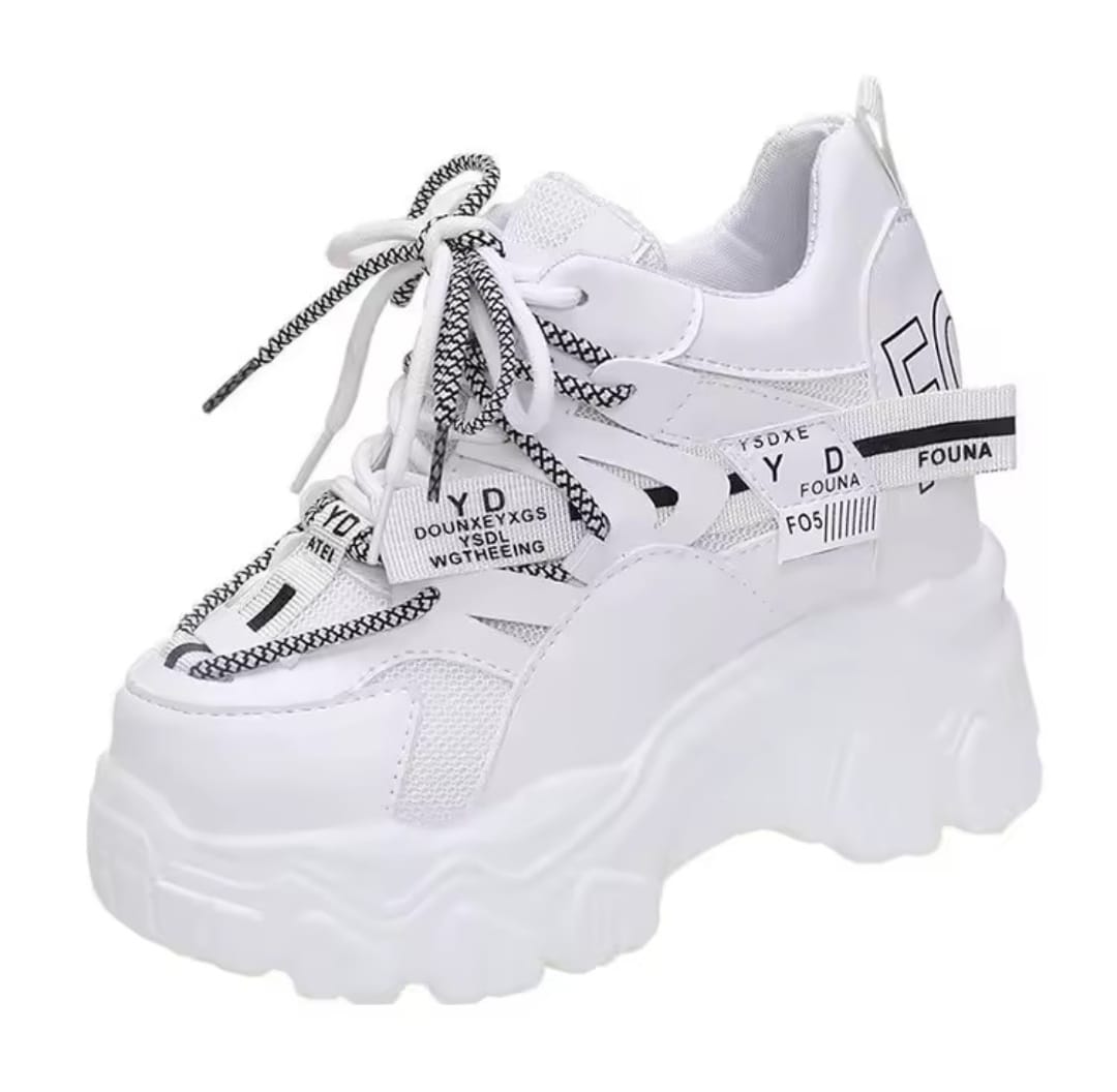 Year End Sale Chunky high wedges sneakers 4 inches shoes 2792