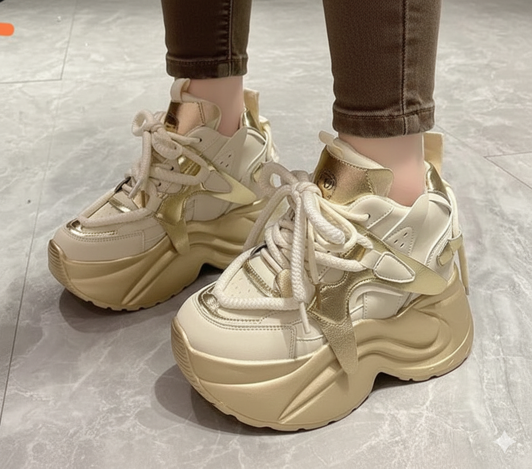 Chunky high wedge stylish 4 inches shoes for girls 2871