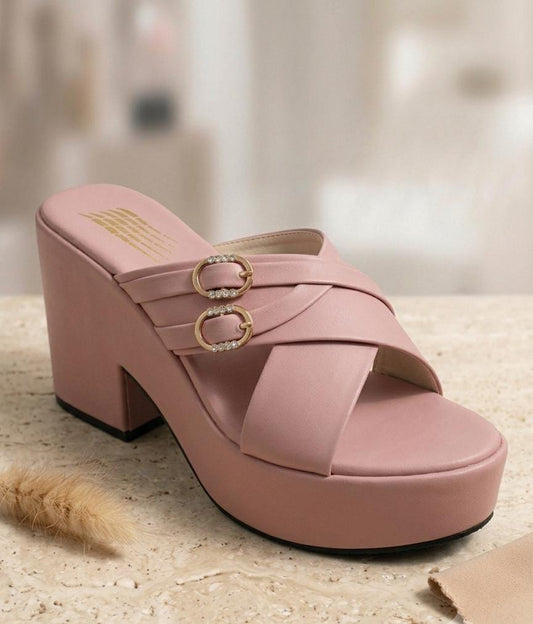 Urban ease criss cross embellished block mules 3087