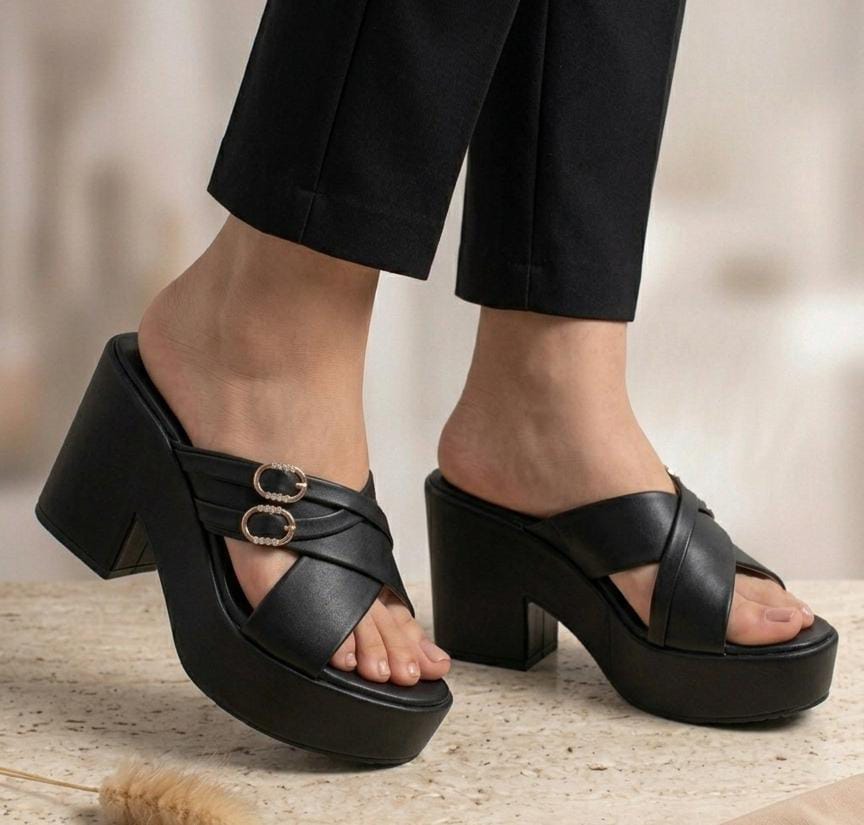 Urban ease criss cross embellished block mules 3087