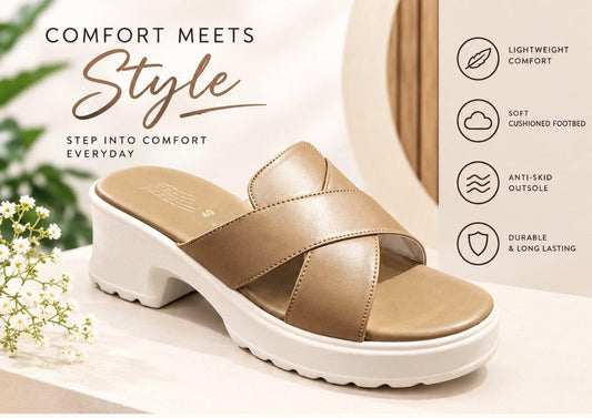 Open toe PU sole criss cross straps chunky slides 3099