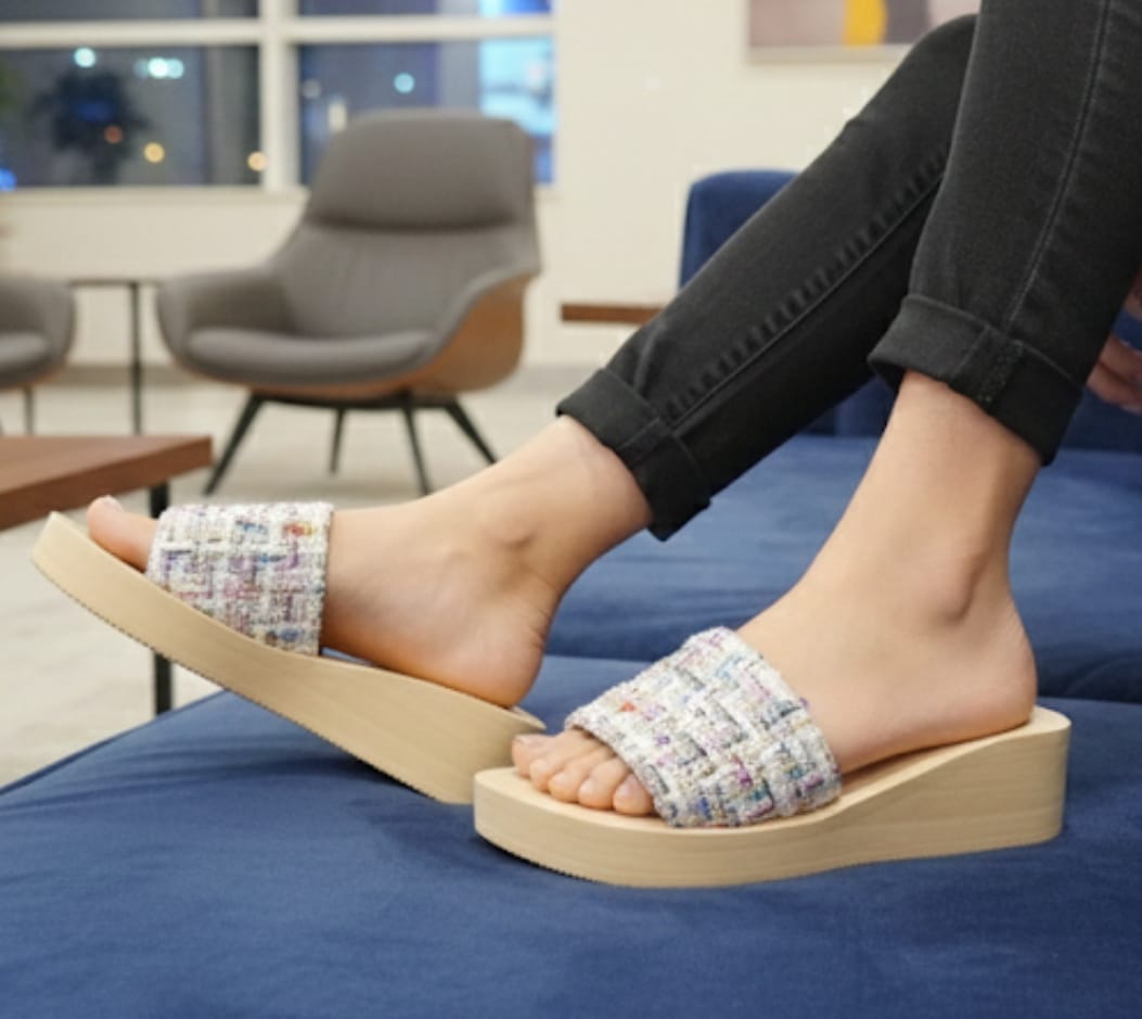 Beach flipflop extra light weight slides 2 inches high slipper 3035 KHI-AD