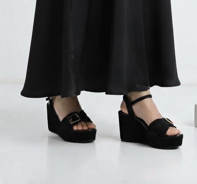 20% Off Clearance Ankle strap suede platform high wedge sandals 3053