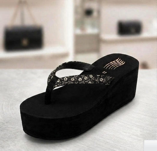 Monochrome wedge flipflop casual printed slipper design 2 3077