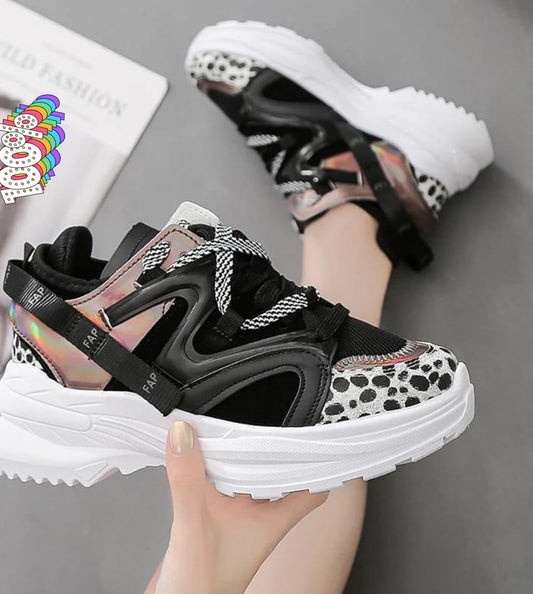 Chunky flat leopard print sneaker 2 inches joggers shoes