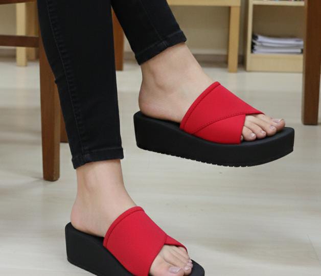 Casual velvet upper foamy rubber 2 inches slipper2983