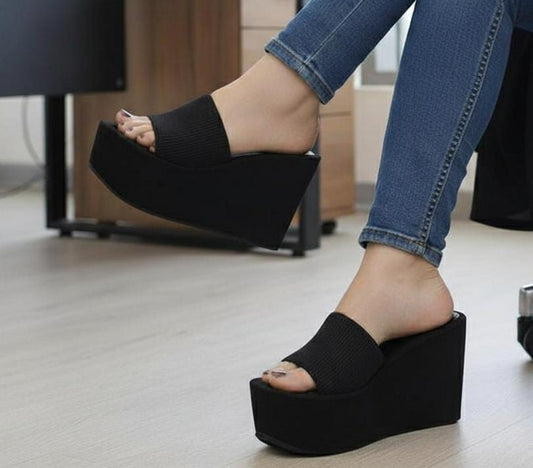 High sole casual spongy foamy rubber softie 4.5 inches slipper